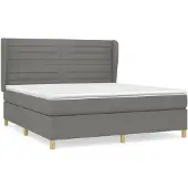vidaXL Boxspring met matras stof donkergrijs 180x200 cm