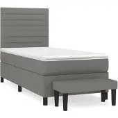 vidaXL Boxspring met matras stof donkergrijs 90x200 cm