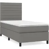 vidaXL Boxspring met matras stof donkergrijs 90x200 cm