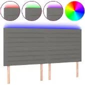 vidaXL Hoofdbord LED 180x5x118/128 cm stof donkergrijs