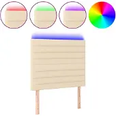 vidaXL Hoofdbord LED 100x5x118/128 cm stof crèmekleurig