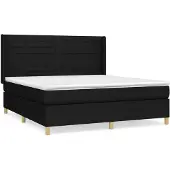 vidaXL Boxspring met matras stof zwart 180x200 cm
