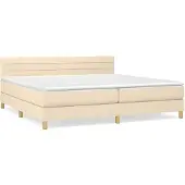 vidaXL Boxspring met matras stof crèmekleurig 200x200 cm