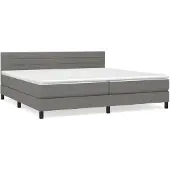 vidaXL Boxspring met matras stof donkergrijs 200x200 cm