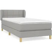 vidaXL Boxspring met matras stof lichtgrijs 90x200 cm