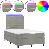 vidaXL Boxspring met matras en LED fluweel lichtgrijs 120x200 cm