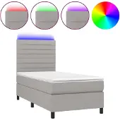 vidaXL Boxspring met matras en LED stof lichtgrijs 80x200 cm