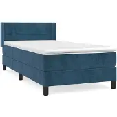 vidaXL Boxspring met matras fluweel donkerblauw 90x200 cm