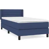vidaXL Boxspring met matras stof blauw 100x200 cm