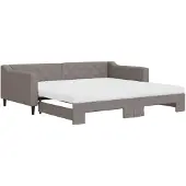 vidaXL Slaapbank met onderschuifbed en matrassen 100x200 cm stof taupe