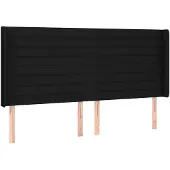 vidaXL Hoofdbord met randen 183x16x118/128 cm stof zwart