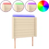 vidaXL Hoofdbord LED 103x16x118/128 cm stof crèmekleurig