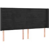 vidaXL Hoofdbord met randen 163x16x118/128 cm fluweel zwart