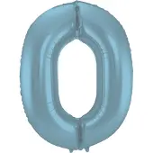 Folat Folieballon Cijfer 0 Blauw Pastel Metallic Mat - 86 cm
