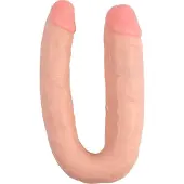 CHISA Dubbele Dildo 45 cm gebogen - Huidskleur