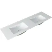 Saniclass Vygo Meubelwastafel - 141x2x46cm - overloop - 2 wasbakken - 0 kraangaten - keramiek - glans wit