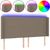 vidaXL Hoofdbord LED 183x16x118/128 cm stof taupe