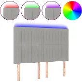 vidaXL Hoofdbord LED 144x5x118/128 cm stof lichtgrijs