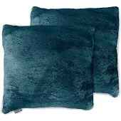 Eleganzzz Flanel Fleece Sierkussens - steel blue 50x50cm - Set van 2