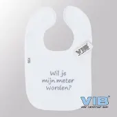 Vib - Slabbetje Luxe velours - Wil je mijn Meter worden (Wit) - Babykleertjes - Slabbetjes - zwangerschap aankondiging - baby aankondiging