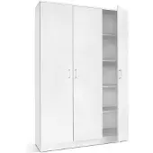 Interiax Opbergkast - Kledingkast 'Amelie' 3 deuren en 8 legplanken Wit (180x120x40cm)