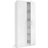 Interiax Opbergkast - Kledingkast 'Amelie' 2 deuren en 4 legplanken Wit (180x80x40)