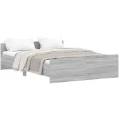 vidaXL Bedframe met hoofd- en voeteneinde grijs sonoma 135x190 cm
