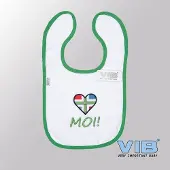 Vib - Slabbetje Luxe velours - Moi (Groningen) (Wit-Groen) - Babykleertjes - Slabbetjes - zwangerschap aankondiging - baby aankondiging