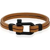 Mendes Dubbele Lederen Band - D-Shackle Camel-23cm