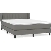 vidaXL Boxspring met matras stof donkergrijs 140x190 cm