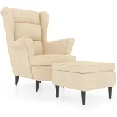 vidaXL Fauteuil met voetenbank fluweel crèmekleurig