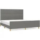 vidaXL Bedframe zonder matras stof donkergrijs 160x200 cm
