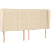 vidaXL Hoofdbord met randen 163x23x118/128 cm stof crèmekleurig