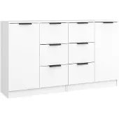 vidaXL Dressoirs 2 st 60x30x70 cm bewerkt hout wit