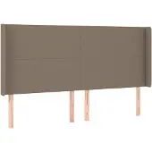 vidaXL Hoofdbord met randen 183x16x118/128 cm stof taupe