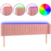 vidaXL Hoofdbord LED 163x16x78/88 cm fluweel roze