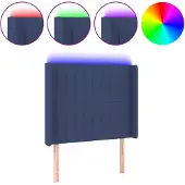 vidaXL Hoofdbord LED 103x16x118/128 cm stof blauw