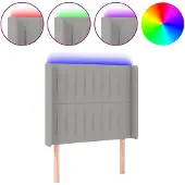 vidaXL Hoofdbord LED 83x16x118/128 cm stof lichtgrijs