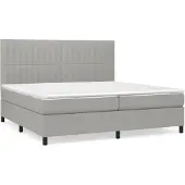vidaXL Boxspring met matras stof lichtgrijs 200x200 cm