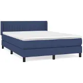 vidaXL Boxspringbed met matras, blauw, 140x190 cm, gestoffeerd