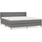 vidaXL Boxspring met matras stof donkergrijs 160x200 cm