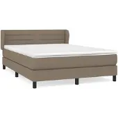 vidaXL Boxspring met matras stof taupe 140x200 cm