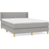 vidaXL Boxspring met matras stof lichtgrijs 140x200 cm
