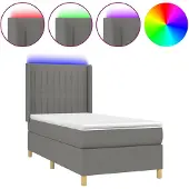 vidaXL Boxspringbed met matras en LED-verlichting, donkergrijs, 100x200 cm, stof