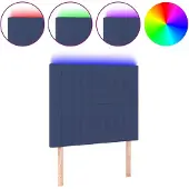 vidaXL Hoofdbord LED 100x5x118/128 cm stof blauw