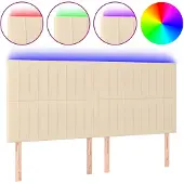 vidaXL Hoofdbord LED 160x5x118/128 cm stof crèmekleurig