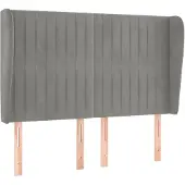 vidaXL Hoofdbord met randen 147x23x118/128 cm fluweel lichtgrijs
