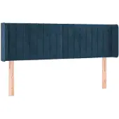 vidaXL Hoofdbord met randen 147x16x78/88 cm fluweel donkerblauw