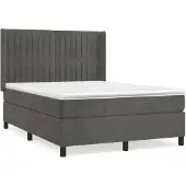 vidaXL Boxspring met matras fluweel donkergrijs 140x200 cm