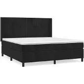 vidaXL Boxspring met matras fluweel zwart 180x200 cm